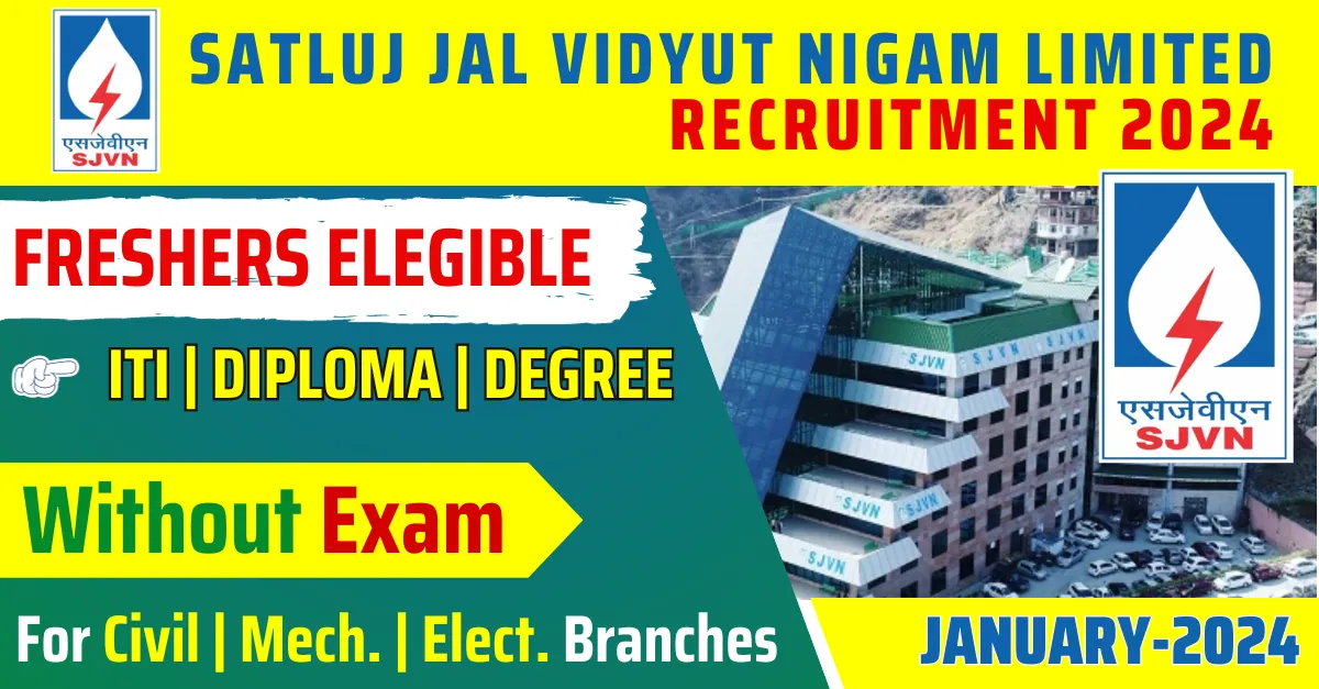 SJVN Limited 2024 Recruitment 40 Graduate Technician Apprentice